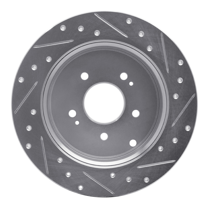 Hyundai Santa Fe Brake Rotor (1) - Rear Left - R1 Concepts - Drilled & Slotted - Silver - `07-`09